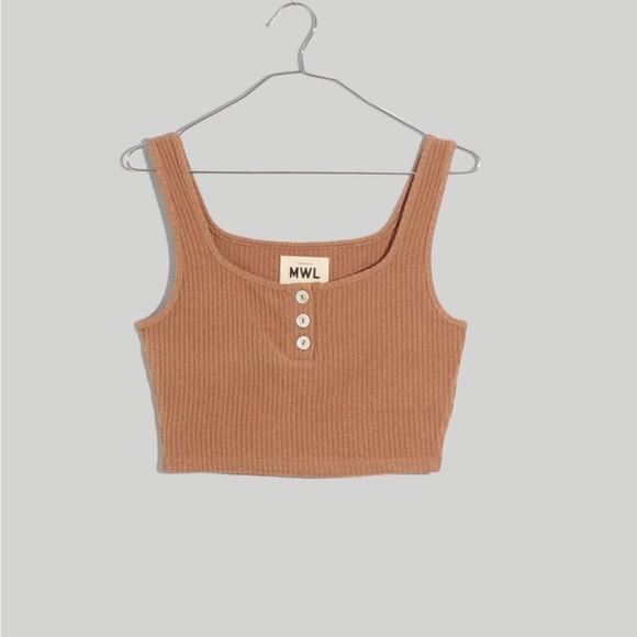 Madewell Ribbed Crop Tops tan XS white S - Picture 10 of 10